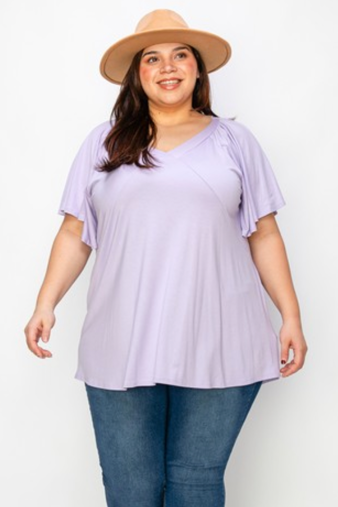 4X-6X Lavender Tunic With Wide Sleeves