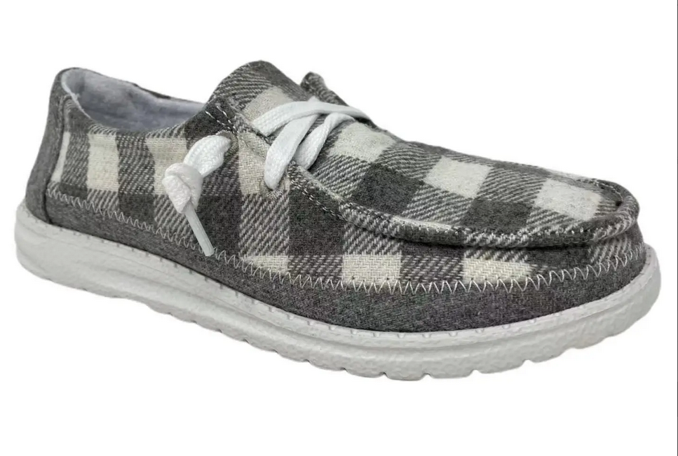 Prima Grey/white Plaid "Dude" Style Loafers
