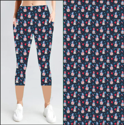 PREORDER Patriotic Gnomes Pocket Capri Legging