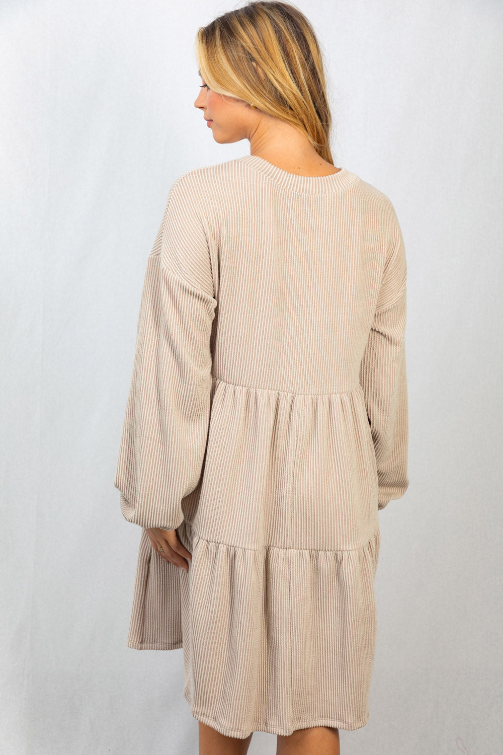 Plus Oatmeal Ribbed Knit Dress