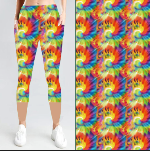 PREORDER Bright Tie Dye Pocket Capri Legging