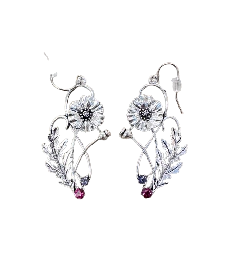 Silvertone Flower Earrings