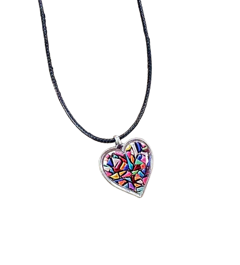 Rainbow Mosiac Heart Necklace