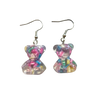 Clear Confetti Bear Earrings