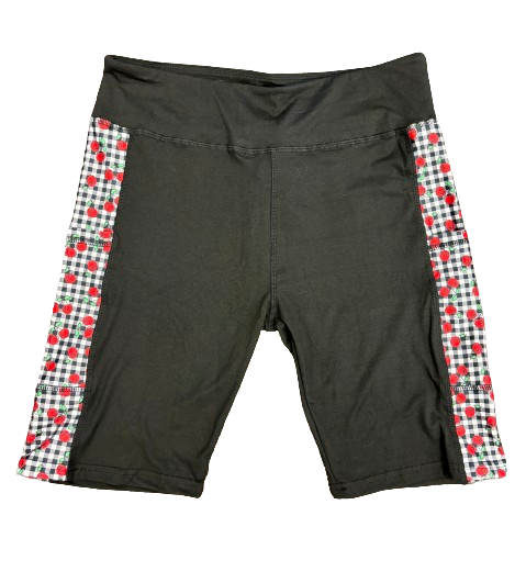 Whimsies brand side panel cherry check bike shorts