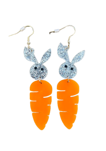 Carrot and Bunny Dangle Earrings