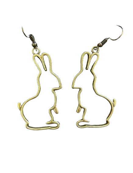 Gold Bunny Outline Earrings