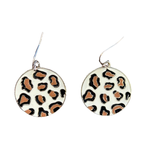 Metal Circle Cheetah Earrings