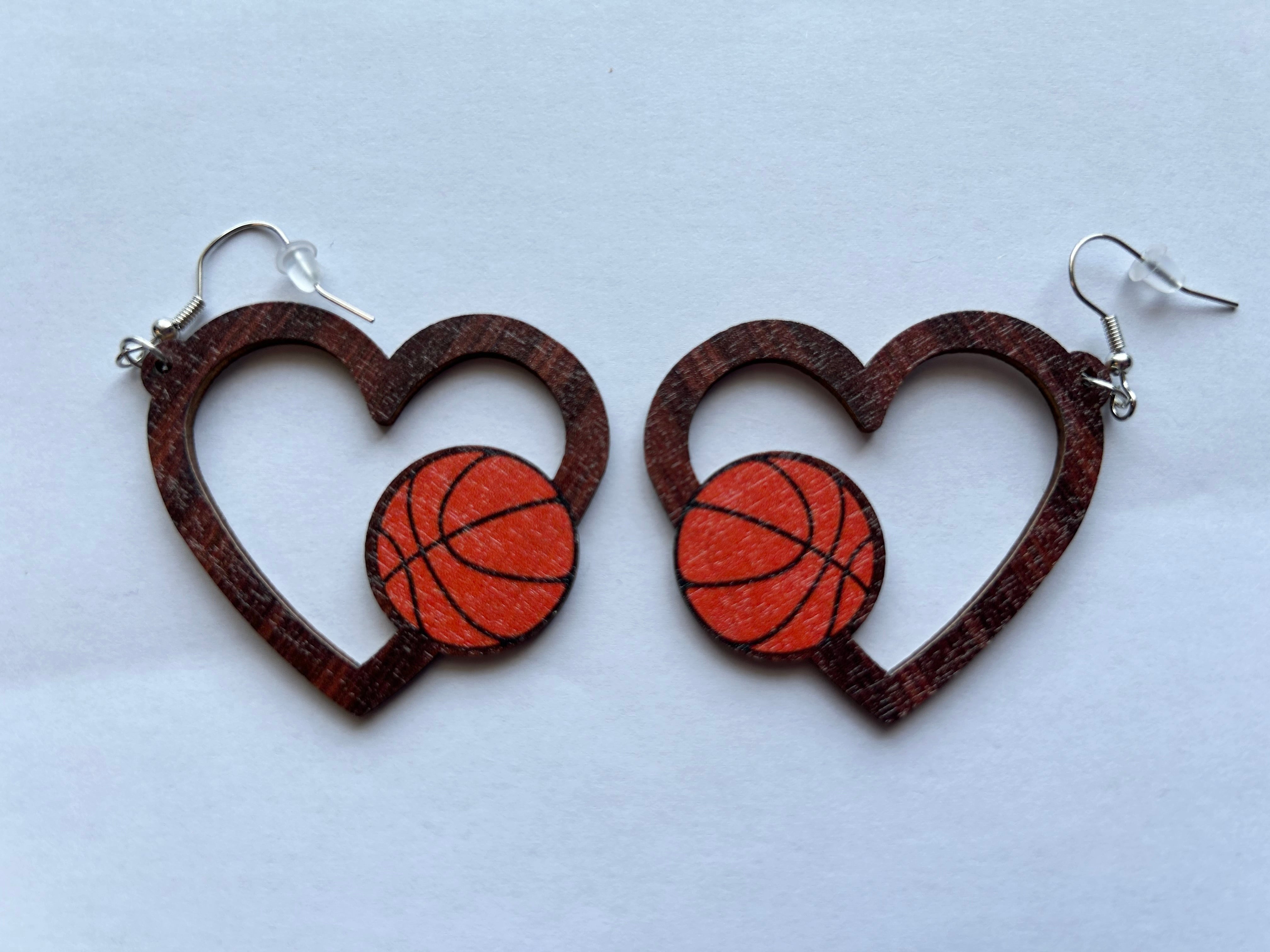Basketball Wooden Earrings