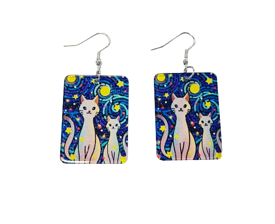 Starry Sky Cat Earrings