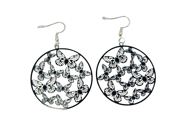 Black circle butterfly Earrings