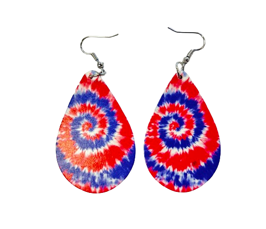 Patriotic Tie Dye Teardrop Earrings