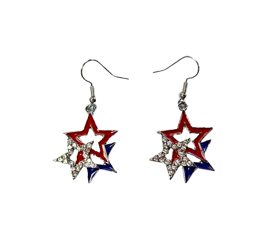 Three Patriotic Stars Earrings