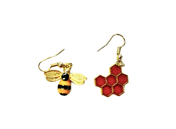 Bee and Honeycomb Earrings