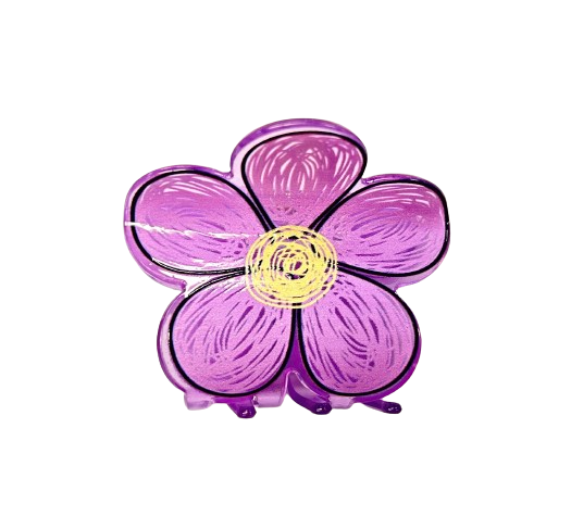 Purple Scribble Flower Hair Clip