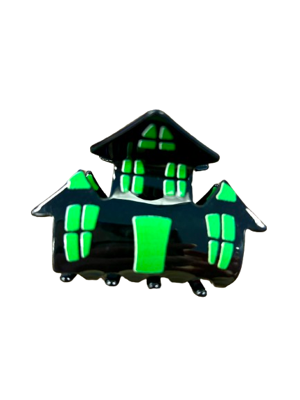 Green Haunted House Claw Clip