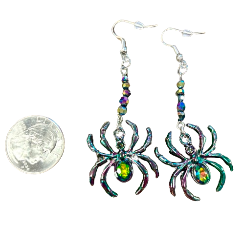 Iridescent Spider Earrings