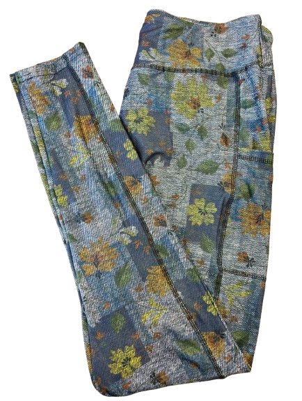 Flower Patch Denim Full Length Legging WITH Pockets