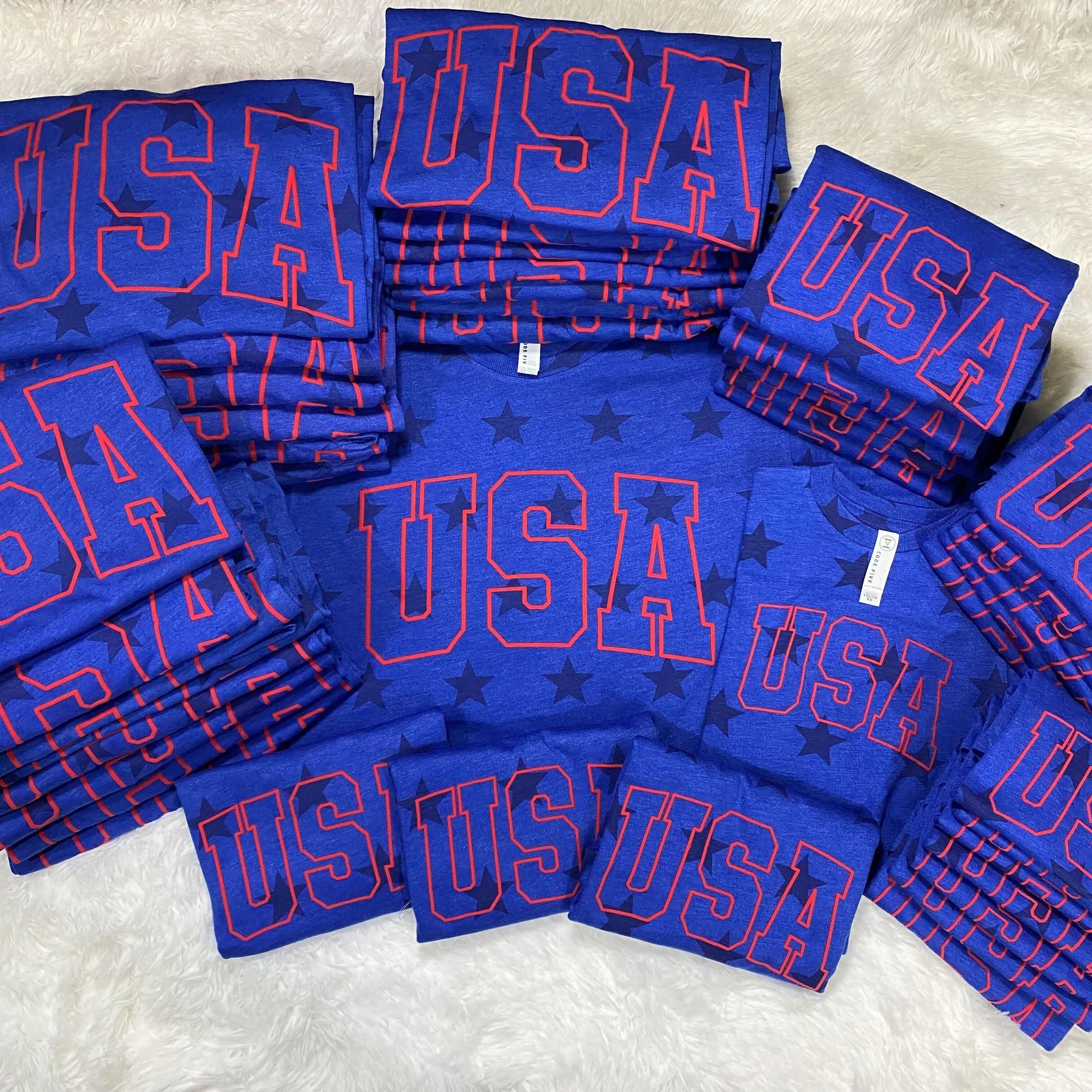 Blue USA Star Short Sleeve Top