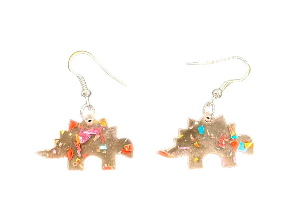 Stegosaurus Glitter Earrings