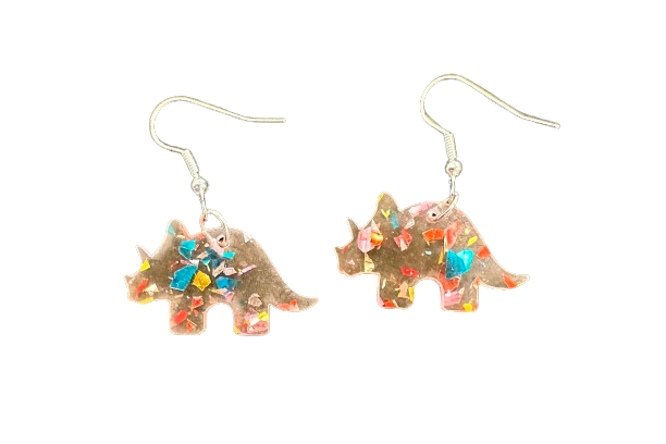 Triceratops Glitter Earrings