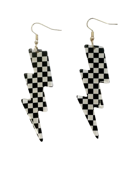 Racing Check Lightning Bolt Earrings