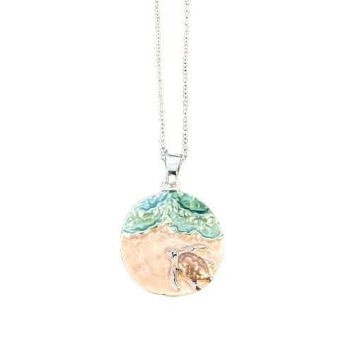 Turtle on the Beach Pendant Necklace