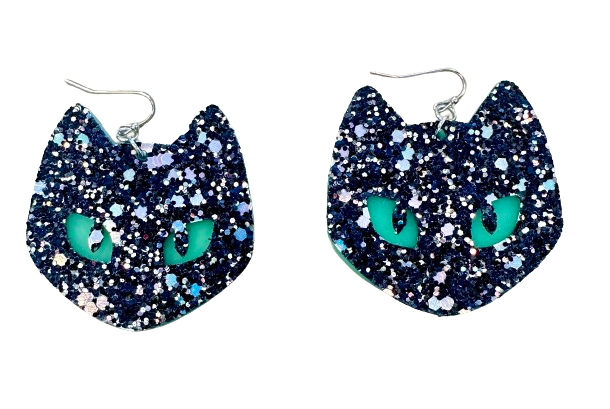 2" Cat Head Glow in the Dark Earrings