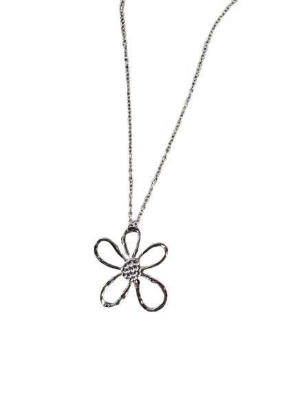 Big Silver Flower Necklace