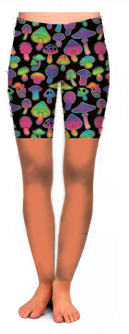 Whimsies brand Neon Mushroom pocket bike shorts