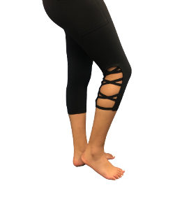 Solid Black Pocket Capri Criss Cross Legging