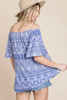 Load image into Gallery viewer, Blue On/Off Shoulder Print Short Sleeve Top