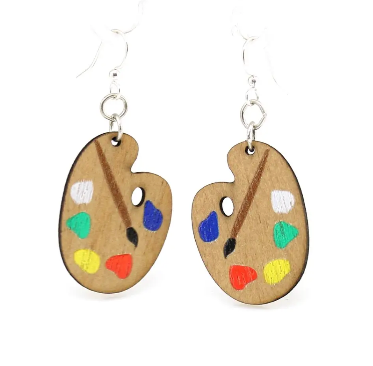 Painting Palette Wooden Earrings