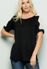 Load image into Gallery viewer, Black Lace Sleeve Short Sleeve Top
