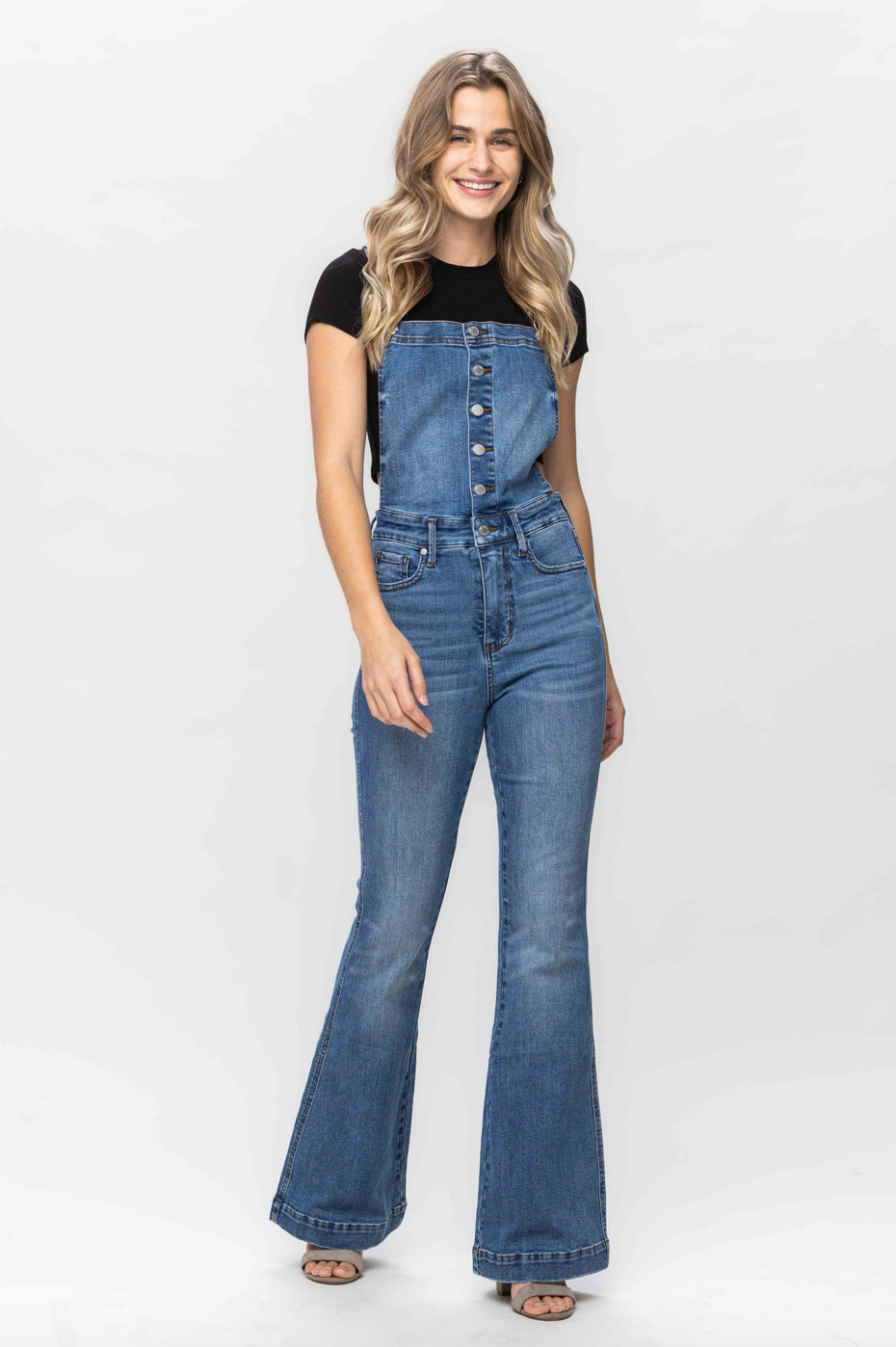 Judy Blue Tummy Control Flare Overall 88614