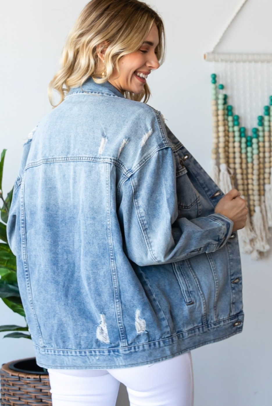 Medium Wash Distressed Denim Jacket