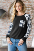 Load image into Gallery viewer, Waffle and Cow Print Long Sleeve Top