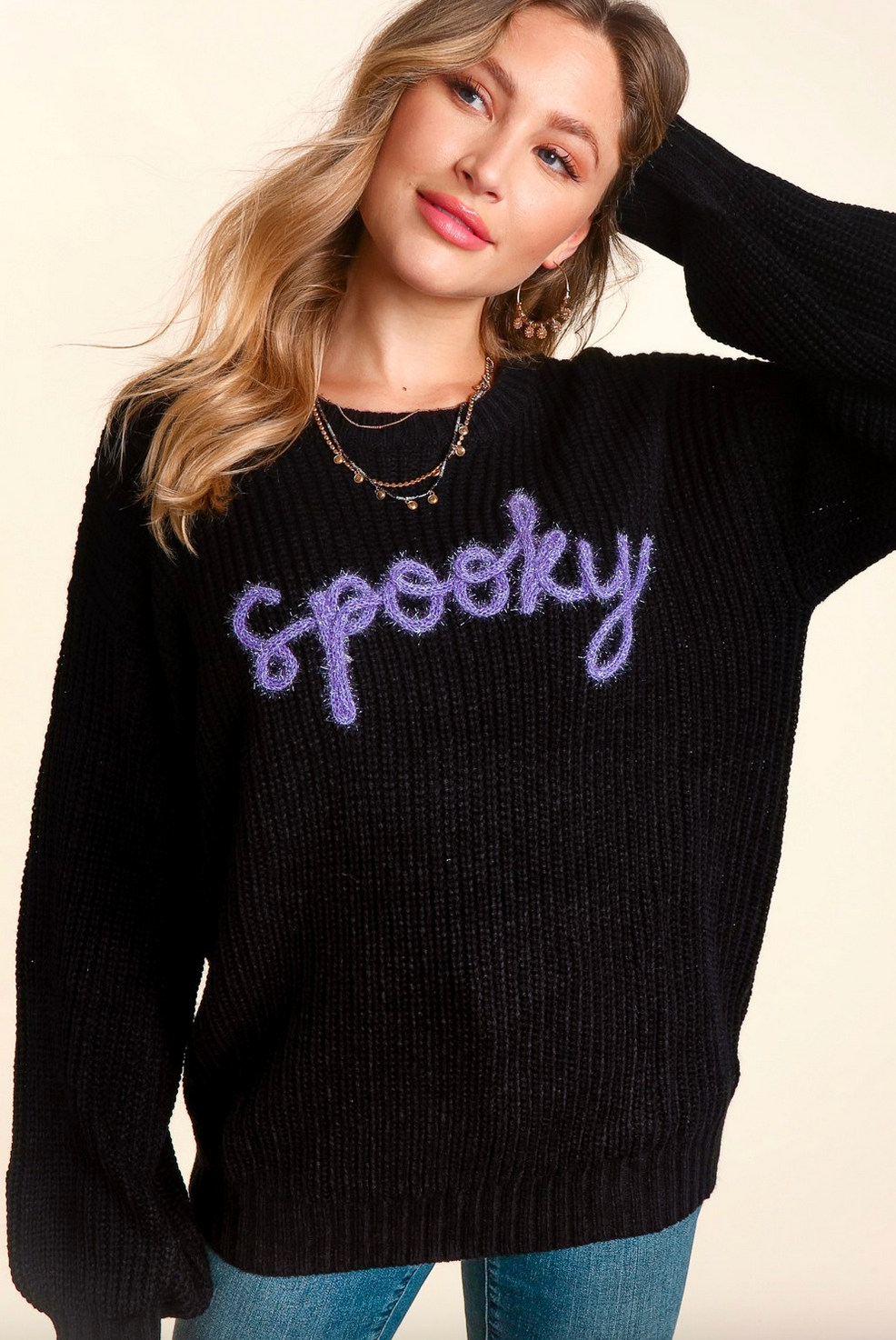 Spooky Oversized Glitter Sweater