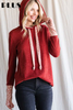 Plus Hooded Pullover with Floral Contrast Thumbholes