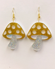 Gold Glitter Mushroom Earrings