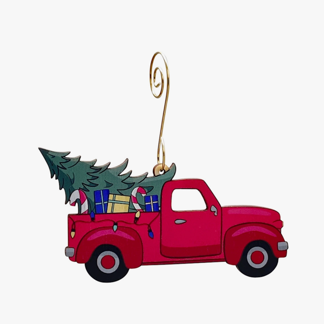 Christmas Truck Wooden Ornament