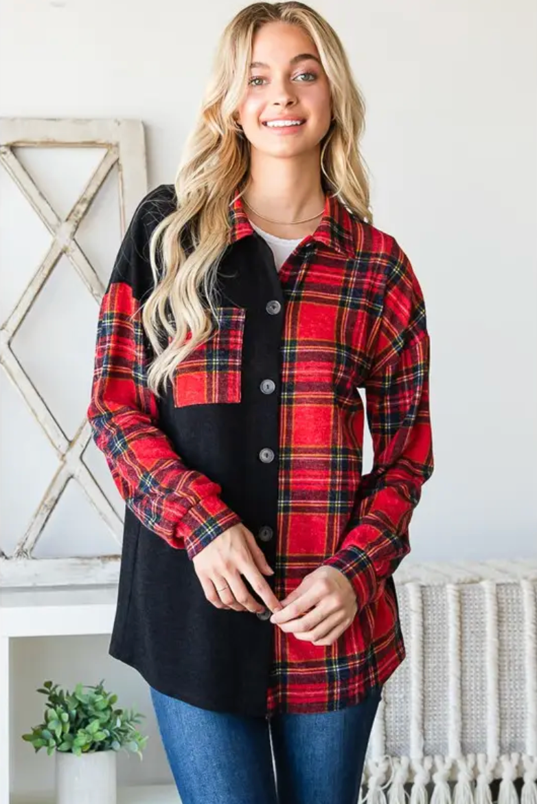 Black and Red Plaid Shacket