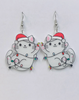 Christmas Light White Cat Earrings