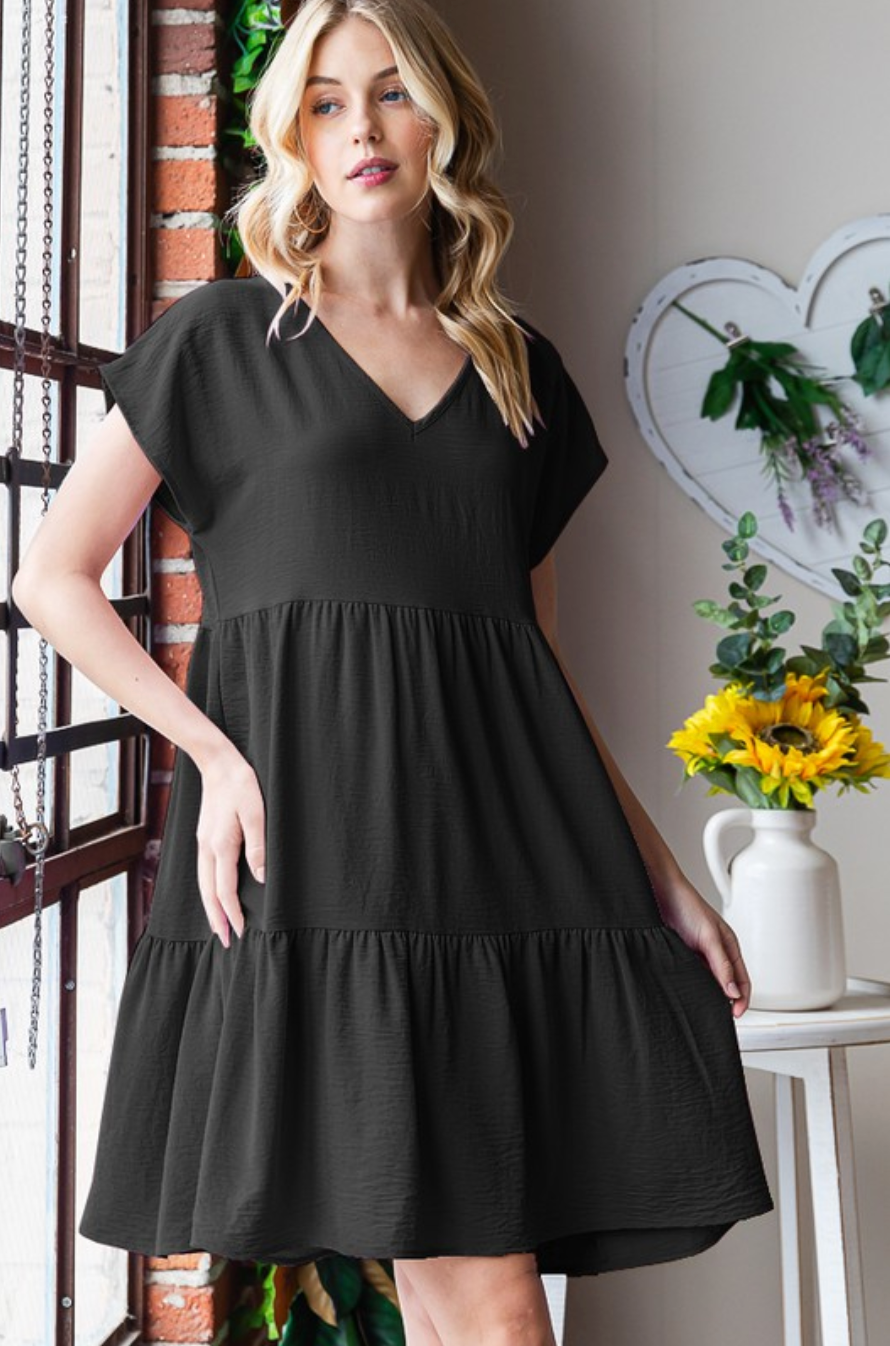 Tiered Dolman Above the Knee Dress