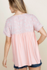Blush Solid and Print Babydoll Top