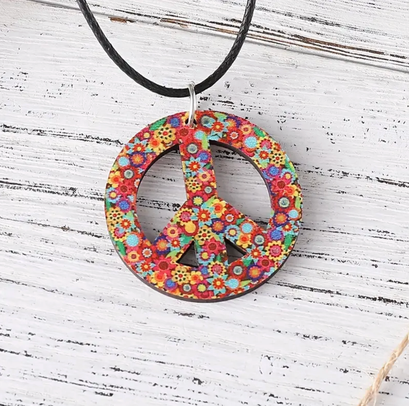 Floral Peace Sign Necklace