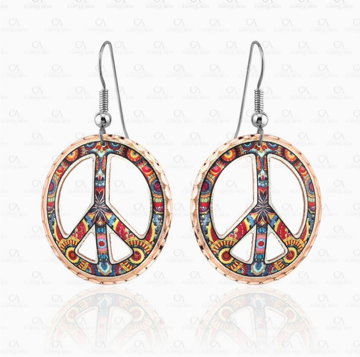 Peace Sign Copper Earrings