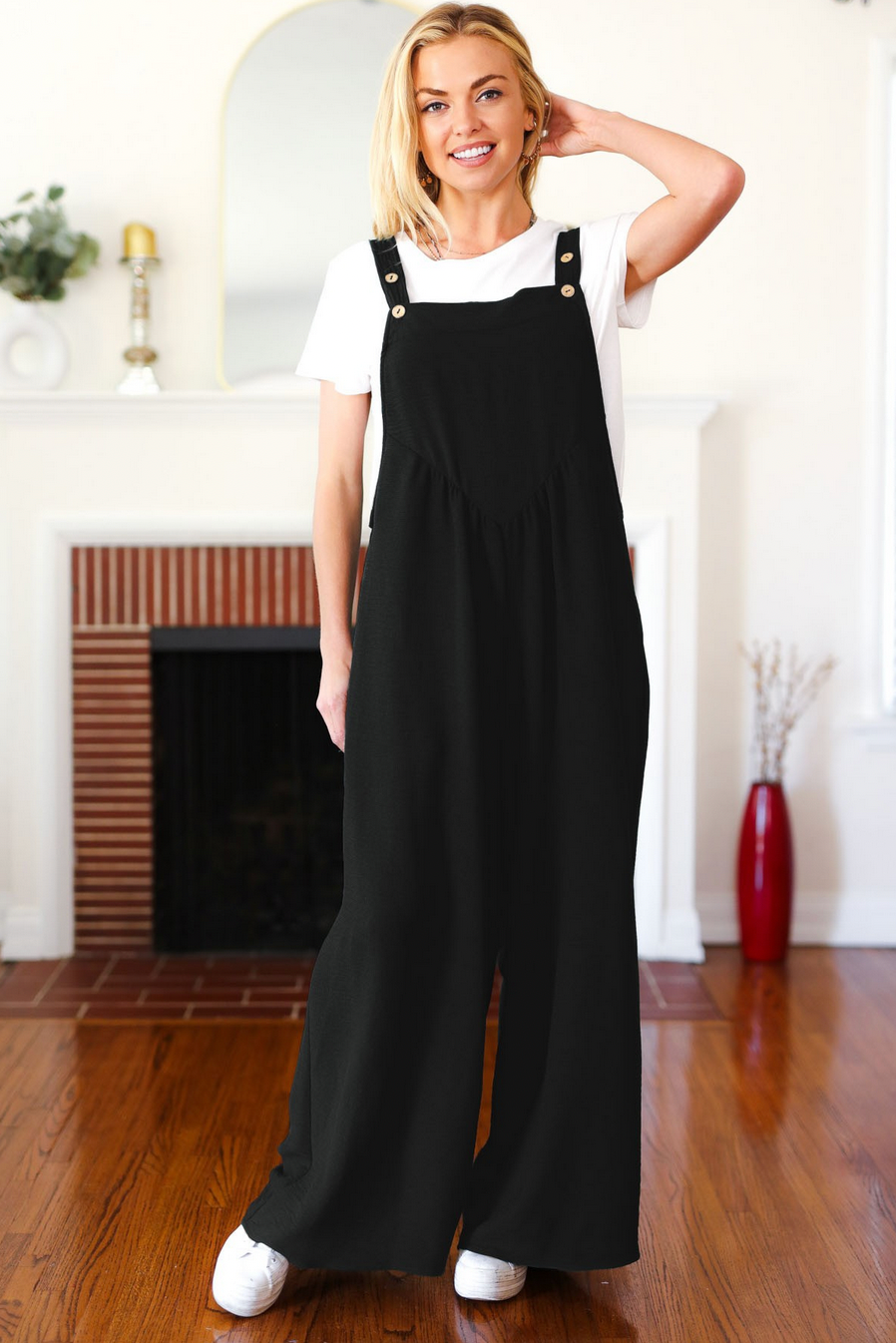 Wide Bib Overalls With Side Pockets