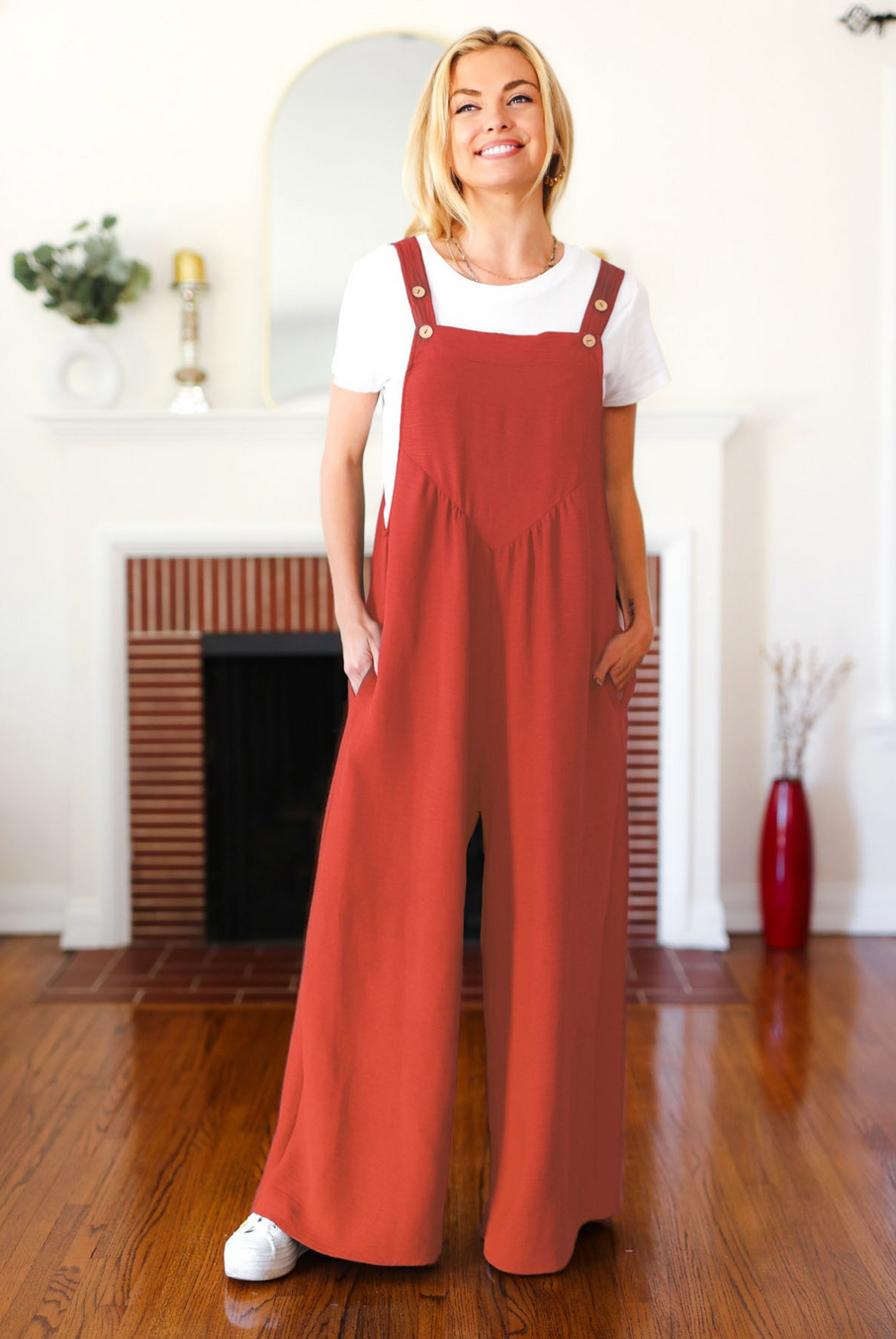 Wide Bib Overalls With Side Pockets