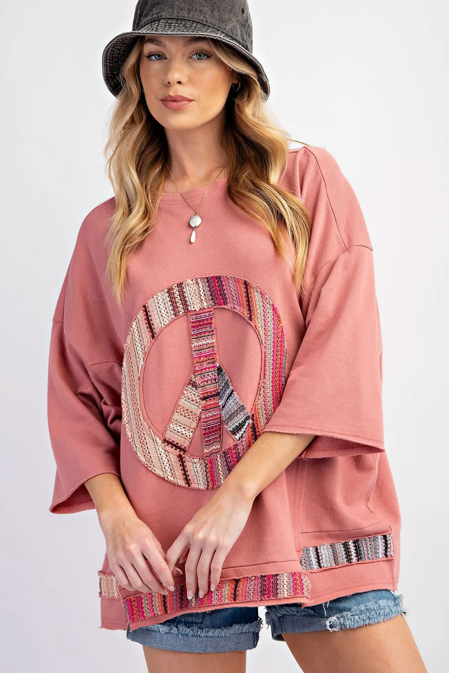 Rose Peace Patch 3/4 Sleeve Top